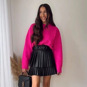 Zara Soft Knit Sweater Fuchsia New Barbiecore Barbie Core